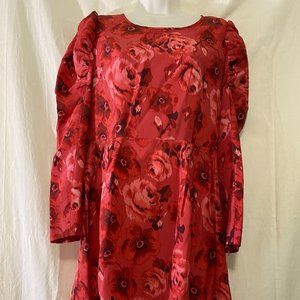 Juicy Couture Rose Pattern Short Fancy Red Dress